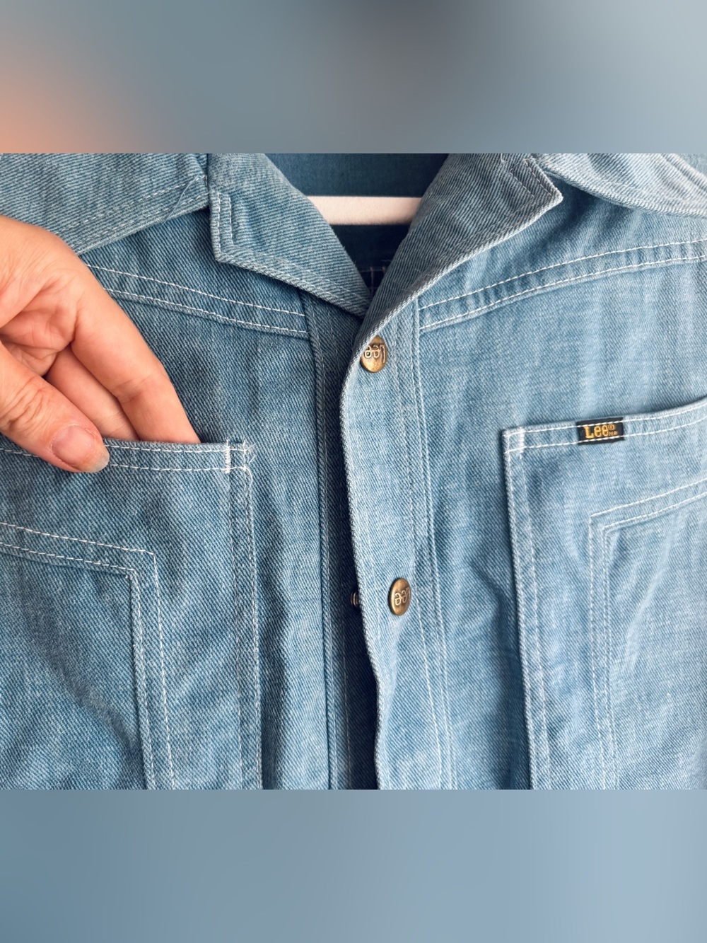 DEADSTOCK 1970 LEE Denim Jean Shirt-Jacket w/Dagger Collar "NOS" + ORIGINAL TAG - Picture 6 of 16
